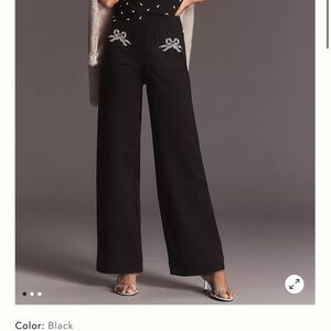 Elegant Black Wide-Leg Pants with Bow detail NWOT